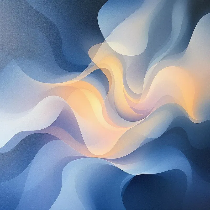 Ethereal abstract composition with light forms