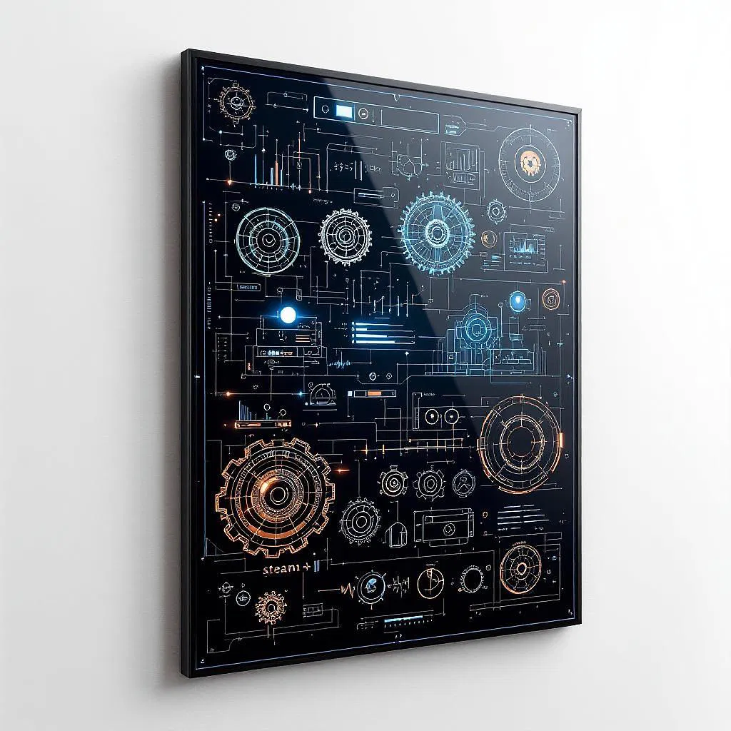 Digital steampunk art board with AI interface