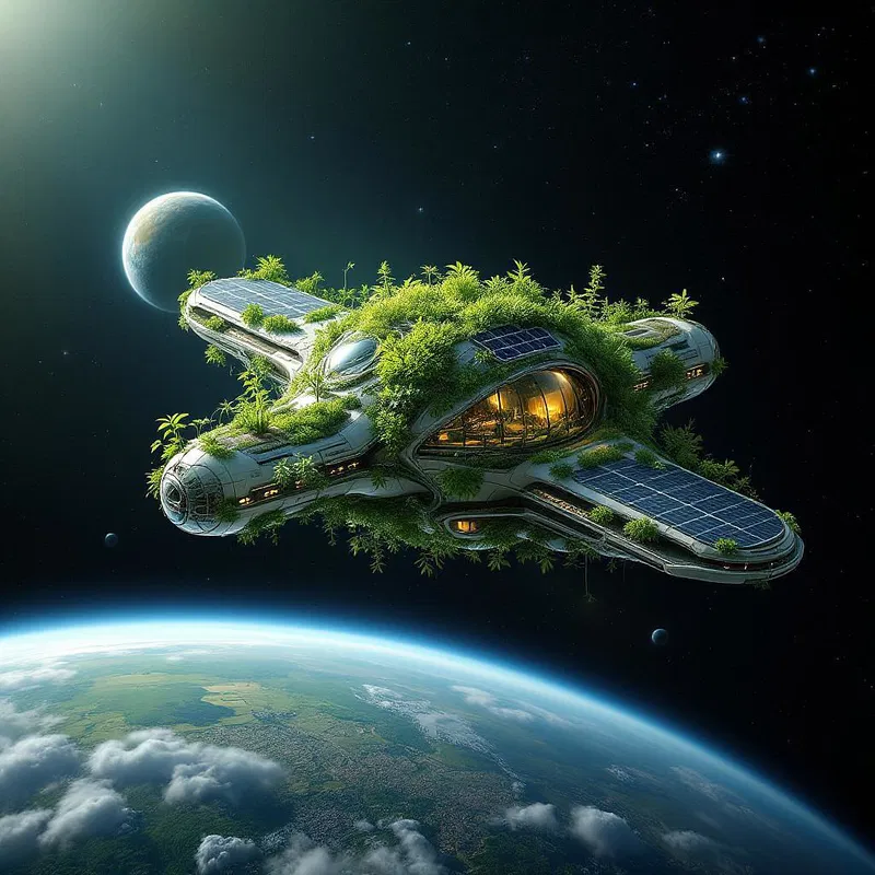 Eco-friendly spaceship with natural elements