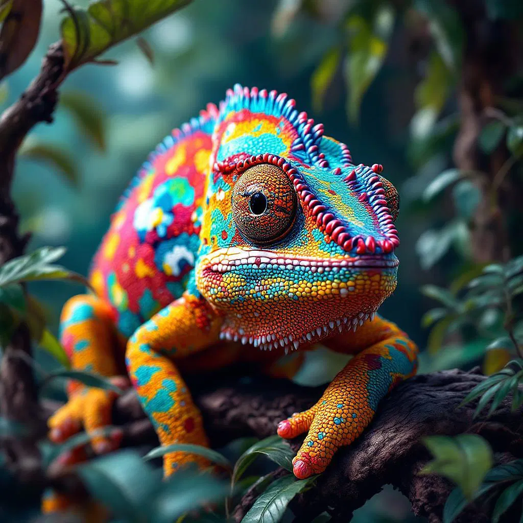 AI-generated vibrant image of a chameleon