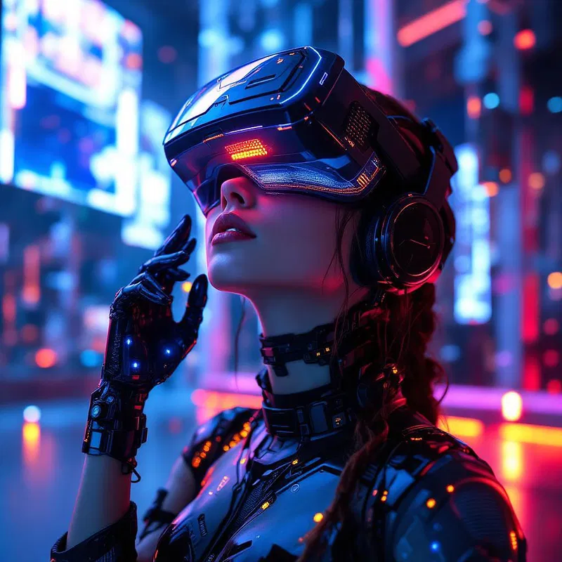 AI Girlfriend Interacting with Virtual Reality