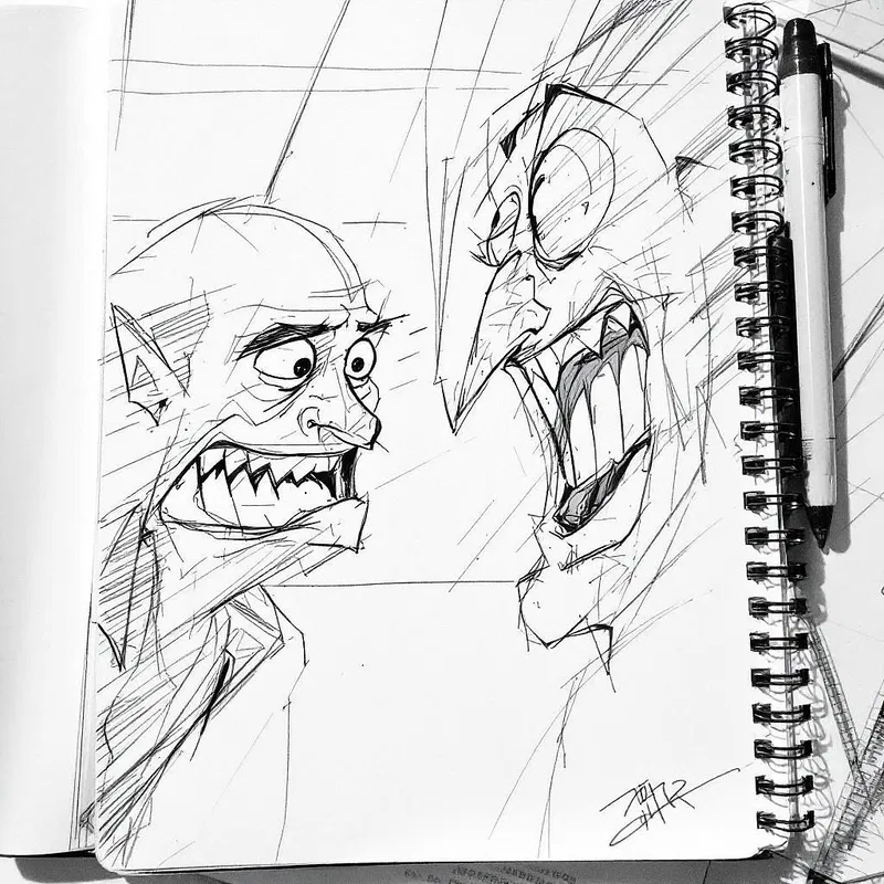 Comedy action storyboard sketch