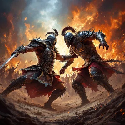 Epic battle between warriors in ancient times