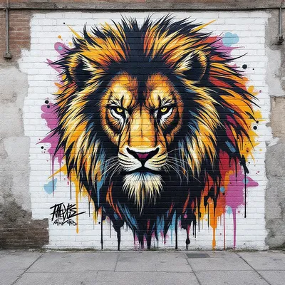 Graffiti style art featuring a majestic animal