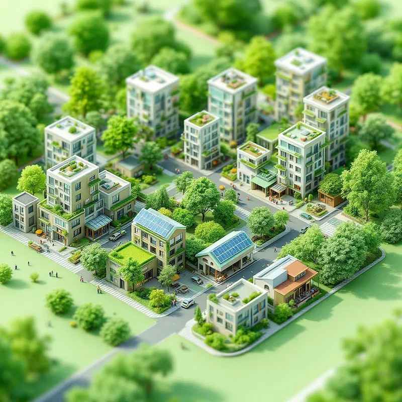 AI vision of a sustainable urban neighborhood