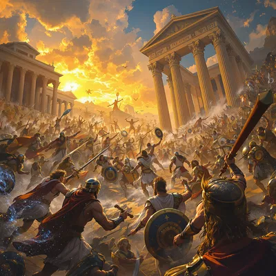 Epic Greek Mythological Battle Scene